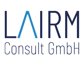 Das Logo zeigt den Schriftzug "LAIRM Consult GmbH" in modernen blauen Buchstaben.