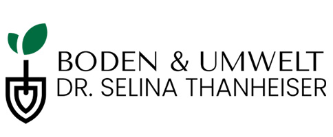 Das Logo zeigt ein Pflanzensymbol mit dem Text "Boden & Umwelt Dr. Selina Thaneiser".